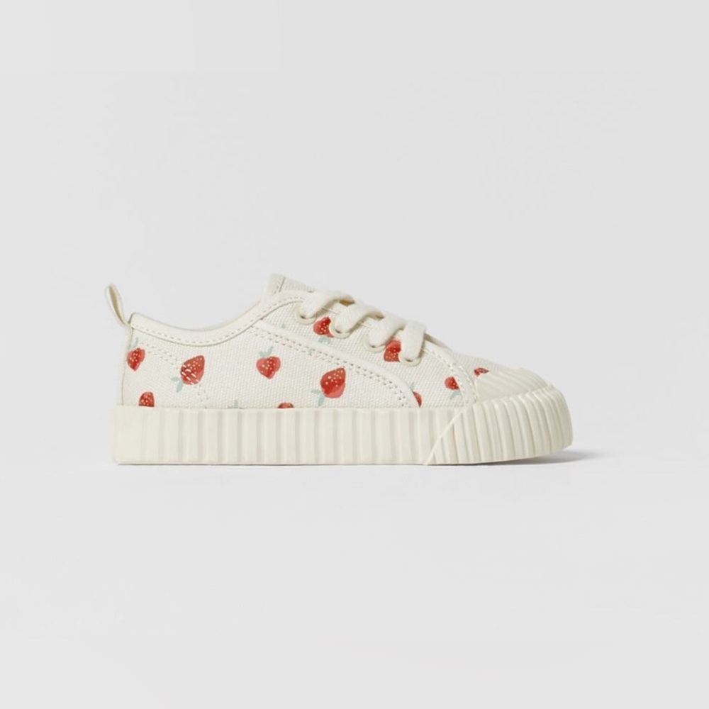 Zara canvas strawberry sneakers sz 24